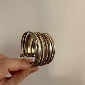 Gold and Brown Multi-Strand Cuff Bangle